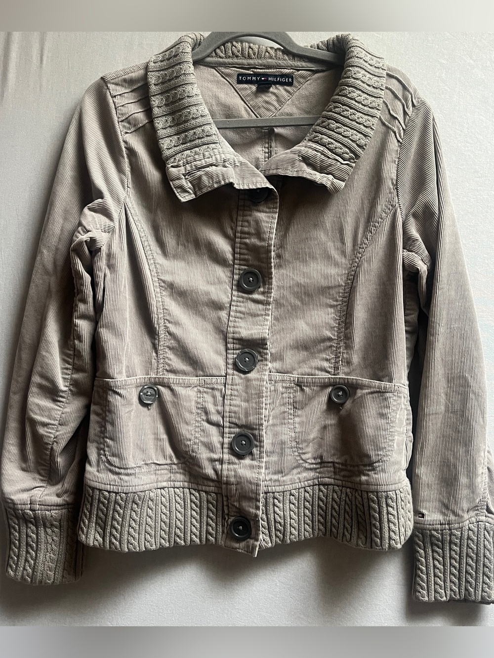 Tommy Hilfiger Corduroy Knit Trim Button Front Jacket XL